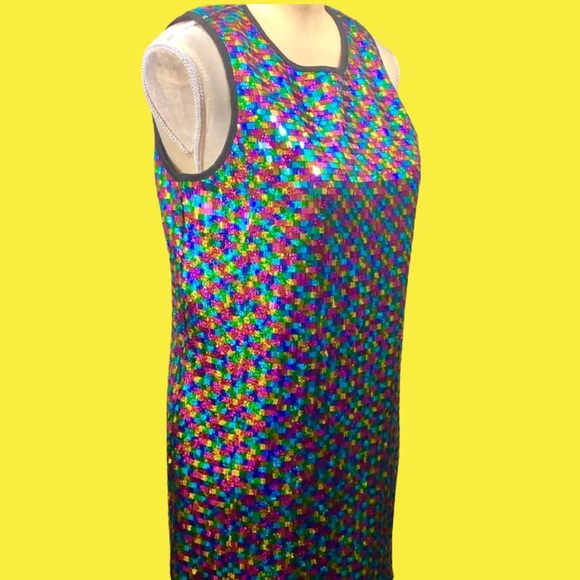 ASOS Rainbow Sequin Sleeveless Dress Sz 8 NWT - Picture 4 of 14